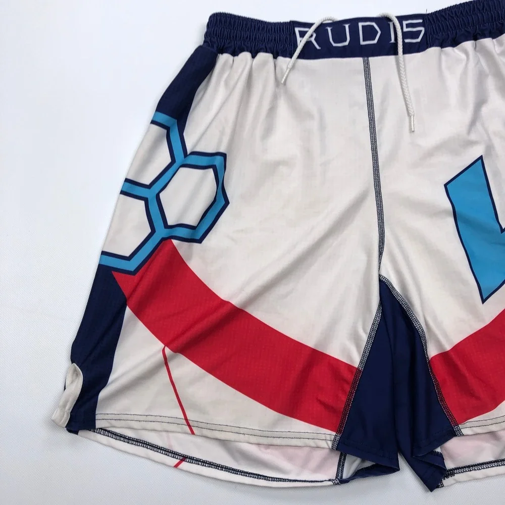 Rudis USA Wrestling Shorts Mens Large White Red Blue Patriotic Athletic Training